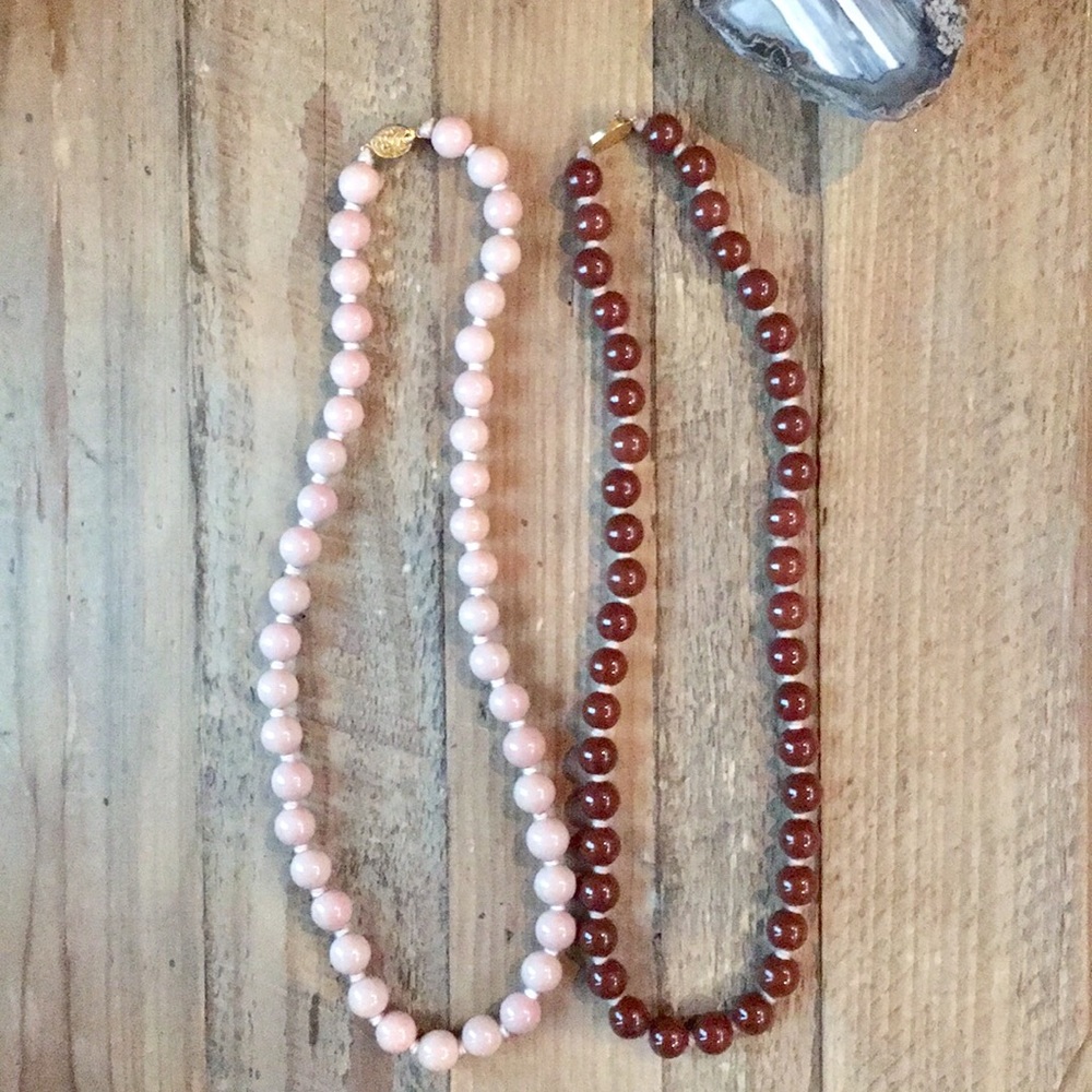 Vintage Beaded Necklaces with Gold Clasps